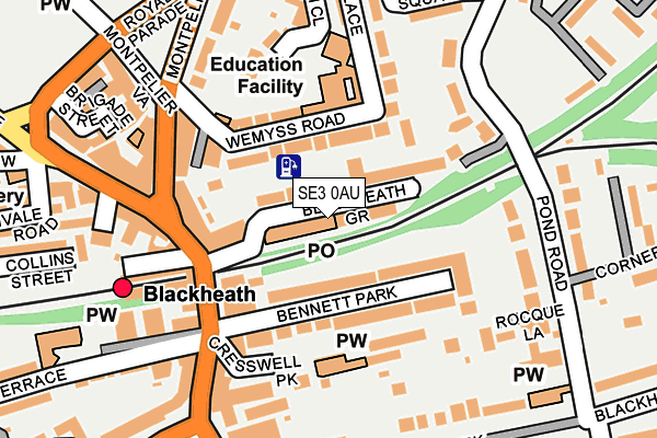 SE3 0AU map - OS OpenMap – Local (Ordnance Survey)