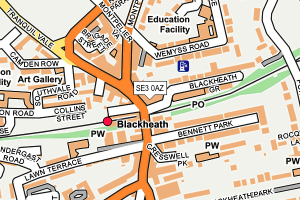 SE3 0AZ map - OS OpenMap – Local (Ordnance Survey)