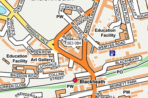 SE3 0BH map - OS OpenMap – Local (Ordnance Survey)