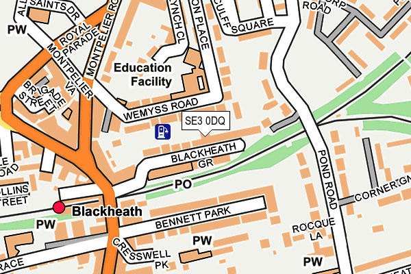 SE3 0DQ map - OS OpenMap – Local (Ordnance Survey)