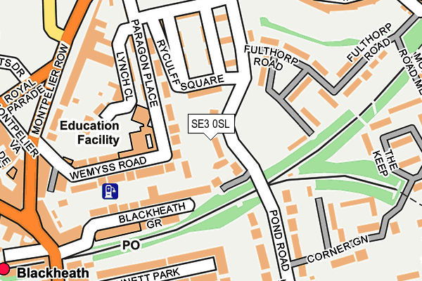 SE3 0SL map - OS OpenMap – Local (Ordnance Survey)
