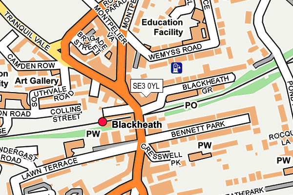 SE3 0YL map - OS OpenMap – Local (Ordnance Survey)