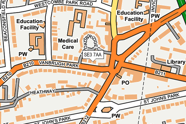 SE3 7AA map - OS OpenMap – Local (Ordnance Survey)