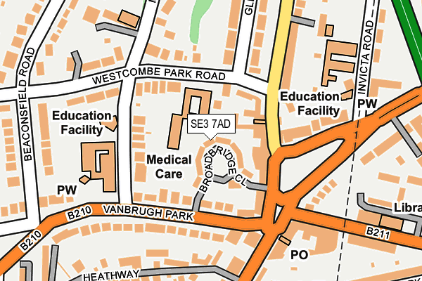 SE3 7AD map - OS OpenMap – Local (Ordnance Survey)