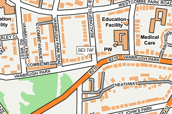 SE3 7AF map - OS OpenMap – Local (Ordnance Survey)