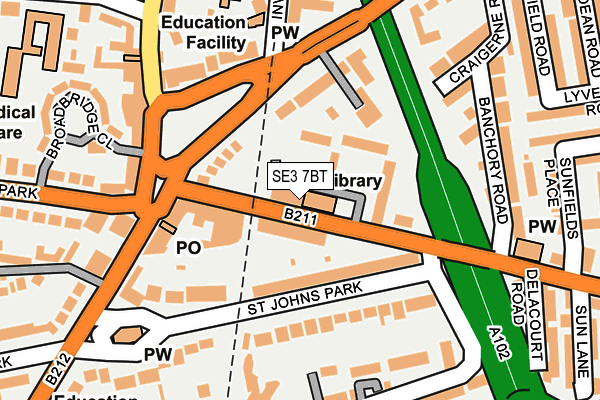 SE3 7BT map - OS OpenMap – Local (Ordnance Survey)
