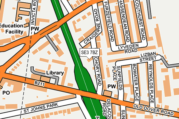 SE3 7BZ map - OS OpenMap – Local (Ordnance Survey)