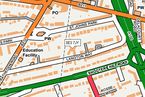 SE3 7JY map - OS OpenMap – Local (Ordnance Survey)
