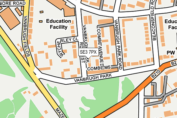 SE3 7PX map - OS OpenMap – Local (Ordnance Survey)