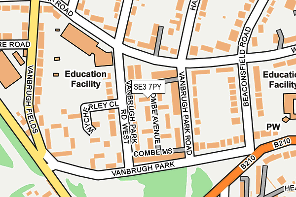 SE3 7PY map - OS OpenMap – Local (Ordnance Survey)
