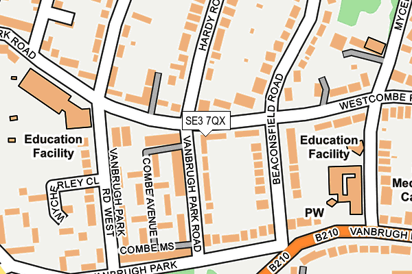SE3 7QX map - OS OpenMap – Local (Ordnance Survey)