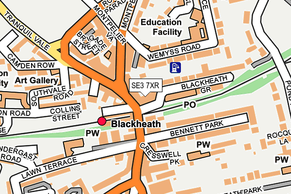 SE3 7XR map - OS OpenMap – Local (Ordnance Survey)