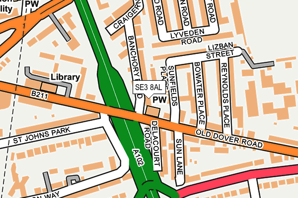 SE3 8AL map - OS OpenMap – Local (Ordnance Survey)
