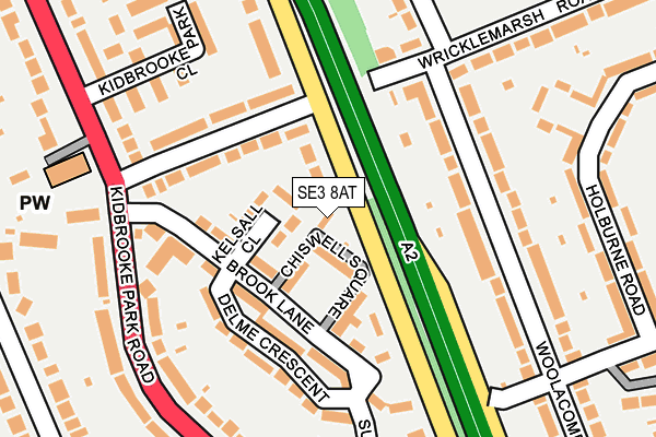 SE3 8AT map - OS OpenMap – Local (Ordnance Survey)