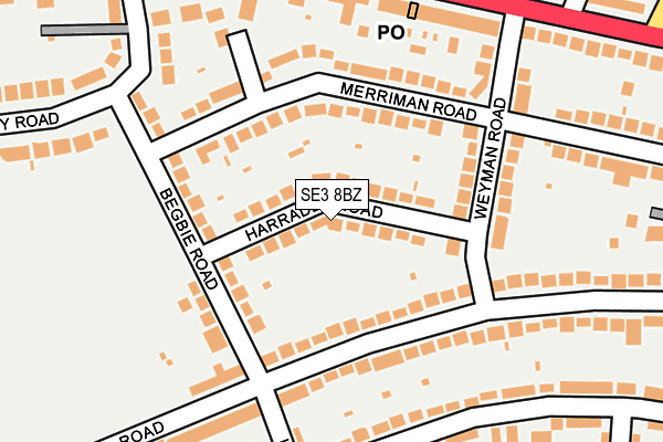 SE3 8BZ map - OS OpenMap – Local (Ordnance Survey)