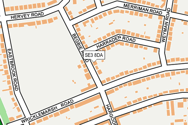 SE3 8DA map - OS OpenMap – Local (Ordnance Survey)