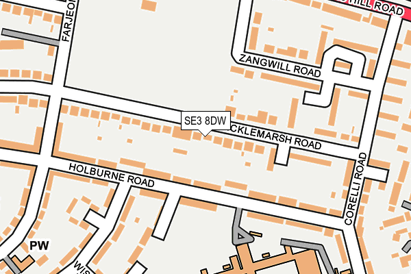 SE3 8DW map - OS OpenMap – Local (Ordnance Survey)