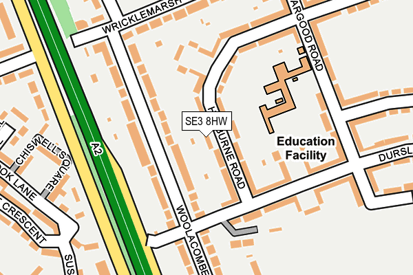 SE3 8HW map - OS OpenMap – Local (Ordnance Survey)