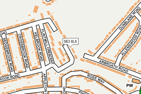 SE3 8LX map - OS OpenMap – Local (Ordnance Survey)