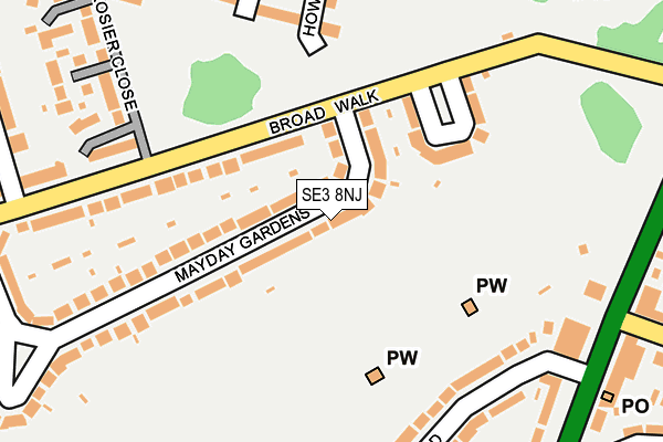 SE3 8NJ map - OS OpenMap – Local (Ordnance Survey)