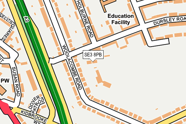 SE3 8PB map - OS OpenMap – Local (Ordnance Survey)