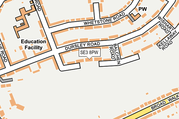 SE3 8PW map - OS OpenMap – Local (Ordnance Survey)