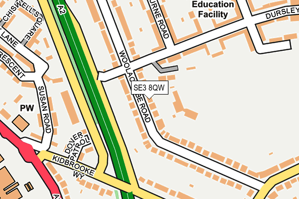 SE3 8QW map - OS OpenMap – Local (Ordnance Survey)