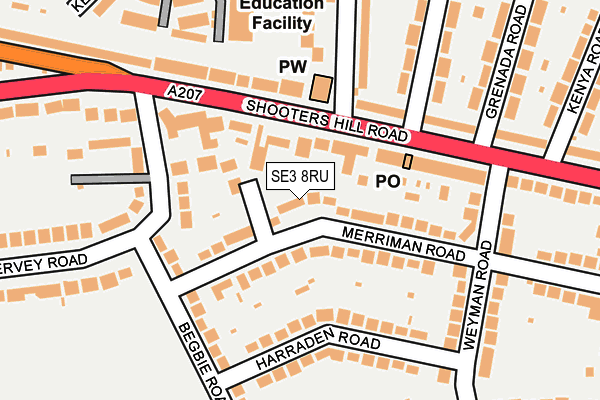 SE3 8RU map - OS OpenMap – Local (Ordnance Survey)