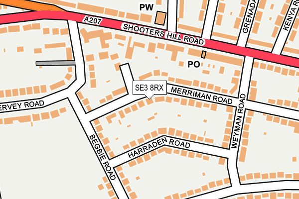 SE3 8RX map - OS OpenMap – Local (Ordnance Survey)