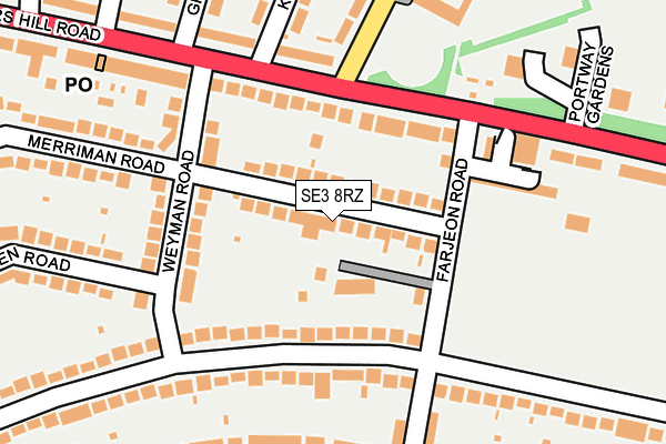 SE3 8RZ map - OS OpenMap – Local (Ordnance Survey)
