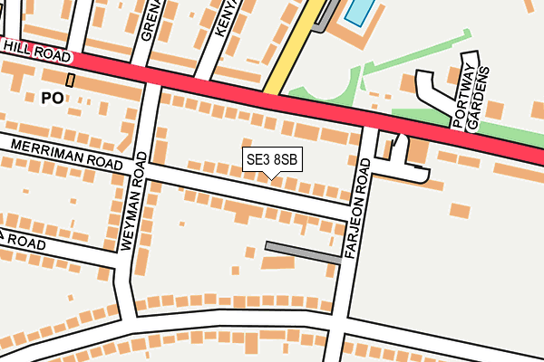 SE3 8SB map - OS OpenMap – Local (Ordnance Survey)