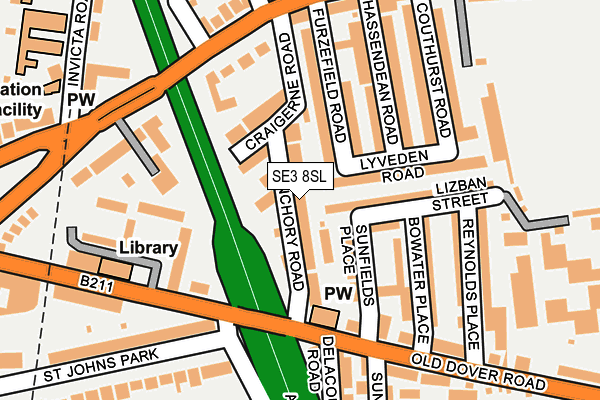 SE3 8SL map - OS OpenMap – Local (Ordnance Survey)
