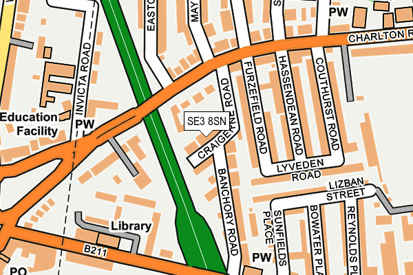 SE3 8SN map - OS OpenMap – Local (Ordnance Survey)
