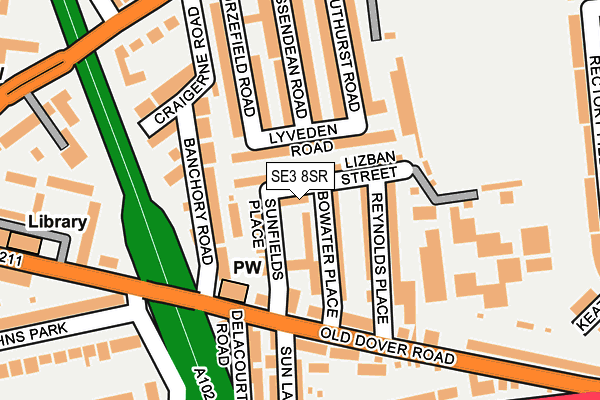 SE3 8SR map - OS OpenMap – Local (Ordnance Survey)