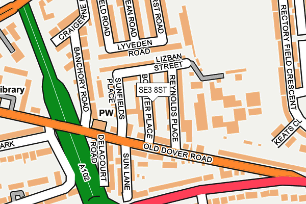 SE3 8ST map - OS OpenMap – Local (Ordnance Survey)