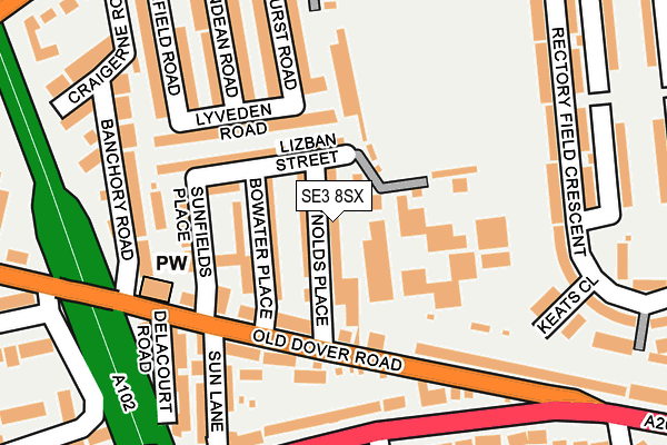 SE3 8SX map - OS OpenMap – Local (Ordnance Survey)