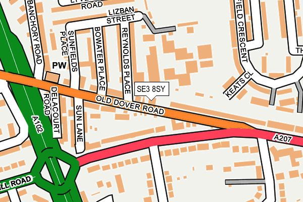 SE3 8SY map - OS OpenMap – Local (Ordnance Survey)