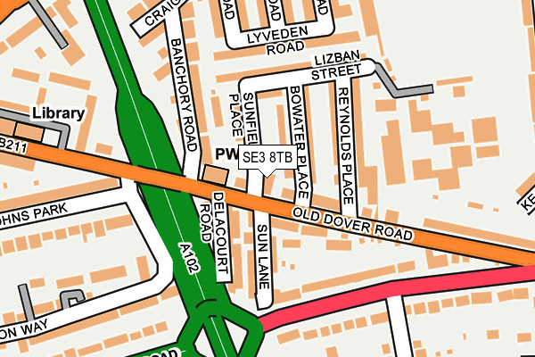 SE3 8TB map - OS OpenMap – Local (Ordnance Survey)
