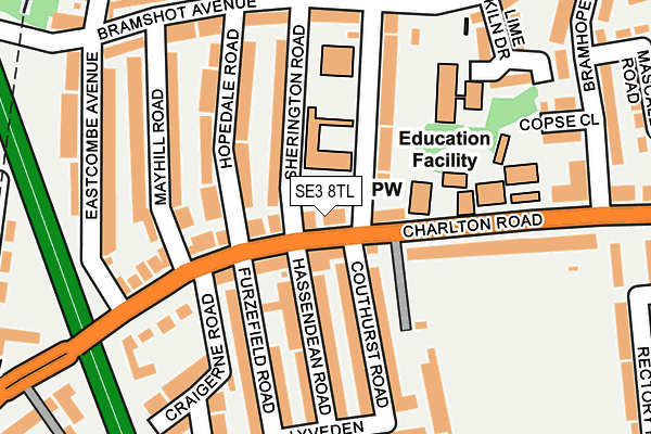 SE3 8TL map - OS OpenMap – Local (Ordnance Survey)