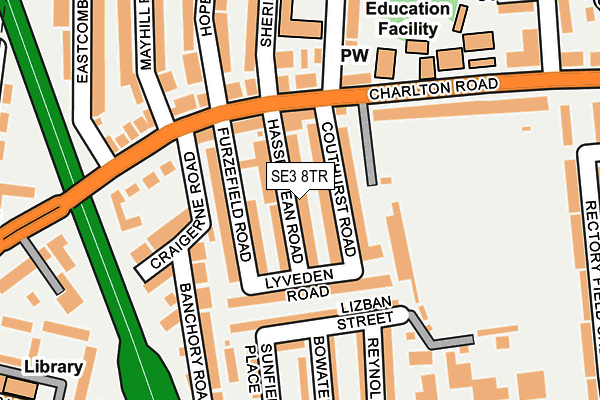 SE3 8TR map - OS OpenMap – Local (Ordnance Survey)