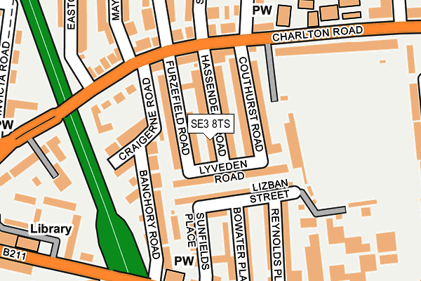 SE3 8TS map - OS OpenMap – Local (Ordnance Survey)
