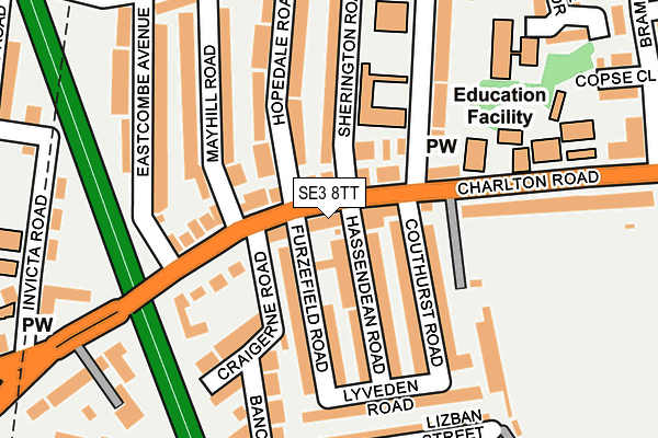 SE3 8TT map - OS OpenMap – Local (Ordnance Survey)