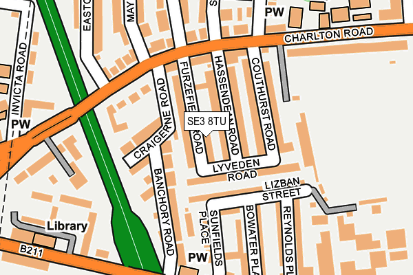 SE3 8TU map - OS OpenMap – Local (Ordnance Survey)