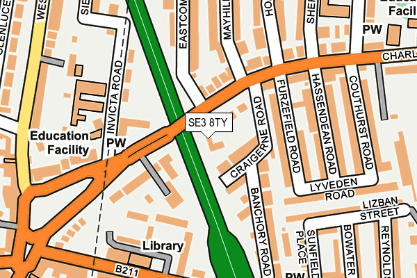 SE3 8TY map - OS OpenMap – Local (Ordnance Survey)