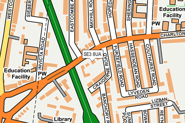 SE3 8UA map - OS OpenMap – Local (Ordnance Survey)