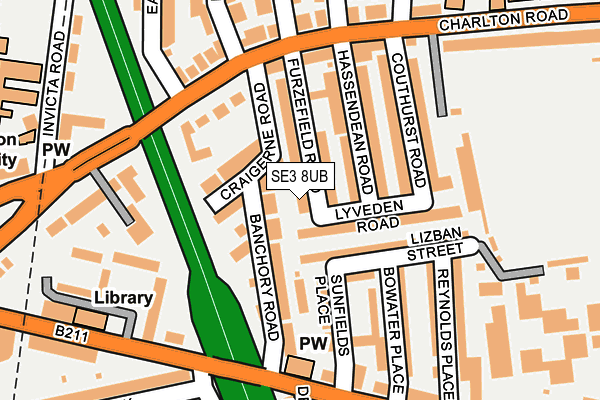 SE3 8UB map - OS OpenMap – Local (Ordnance Survey)