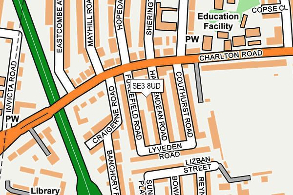 SE3 8UD map - OS OpenMap – Local (Ordnance Survey)