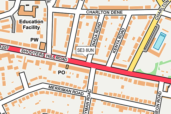SE3 8UN map - OS OpenMap – Local (Ordnance Survey)