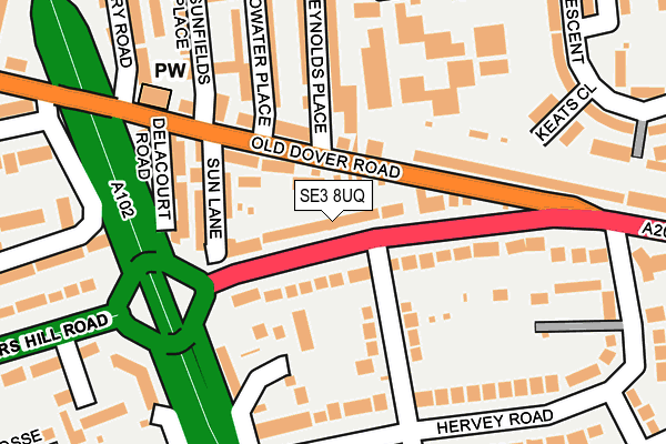 SE3 8UQ map - OS OpenMap – Local (Ordnance Survey)