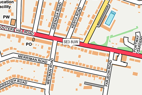 SE3 8UW map - OS OpenMap – Local (Ordnance Survey)
